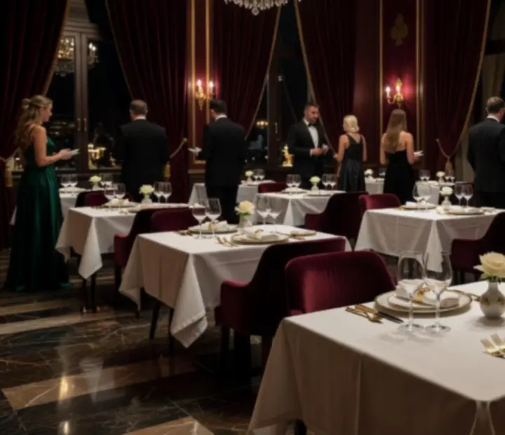 Elegantna večernja atmosfera restorana s jelima pod svjetlom svijeća